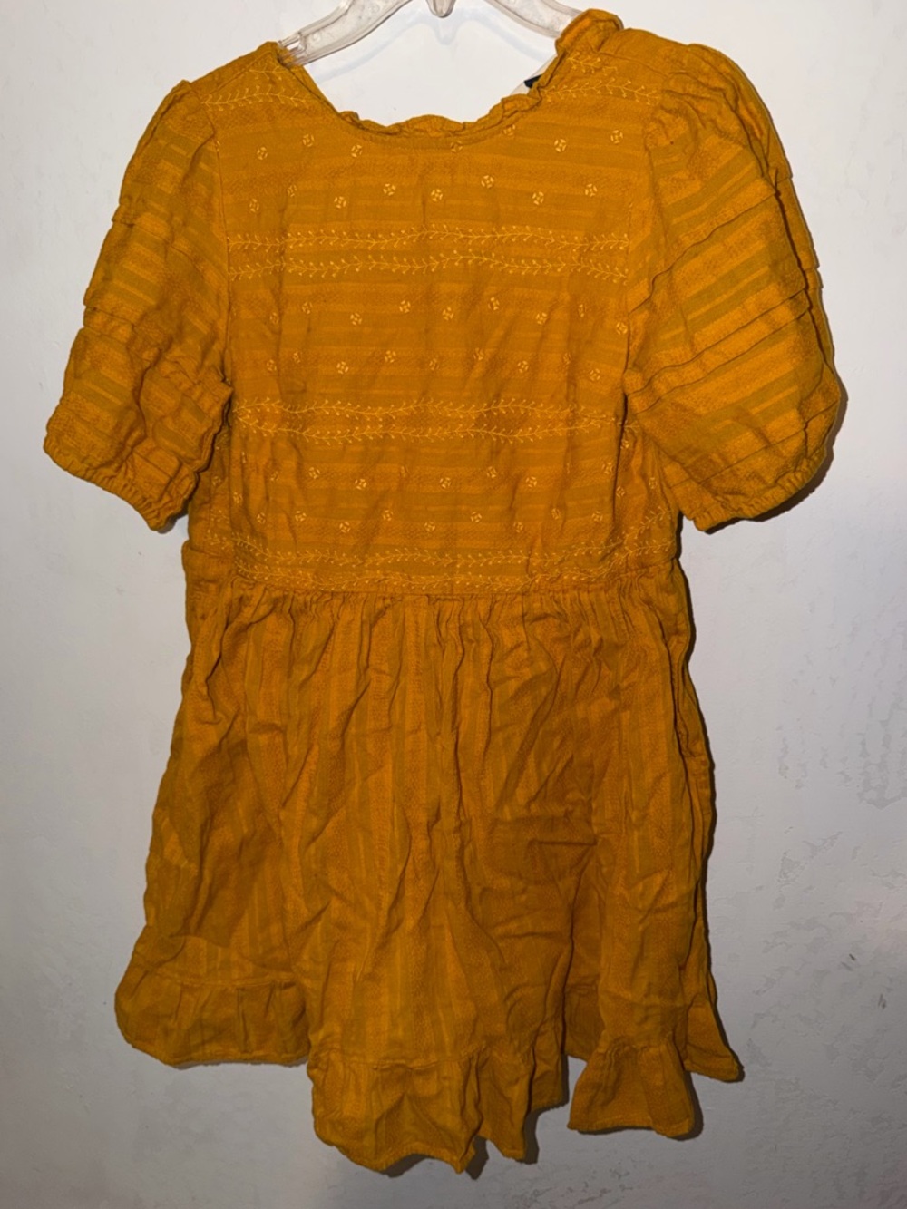 Universal Thread Mustard Yellow Mini Dress with Puff Sleeves